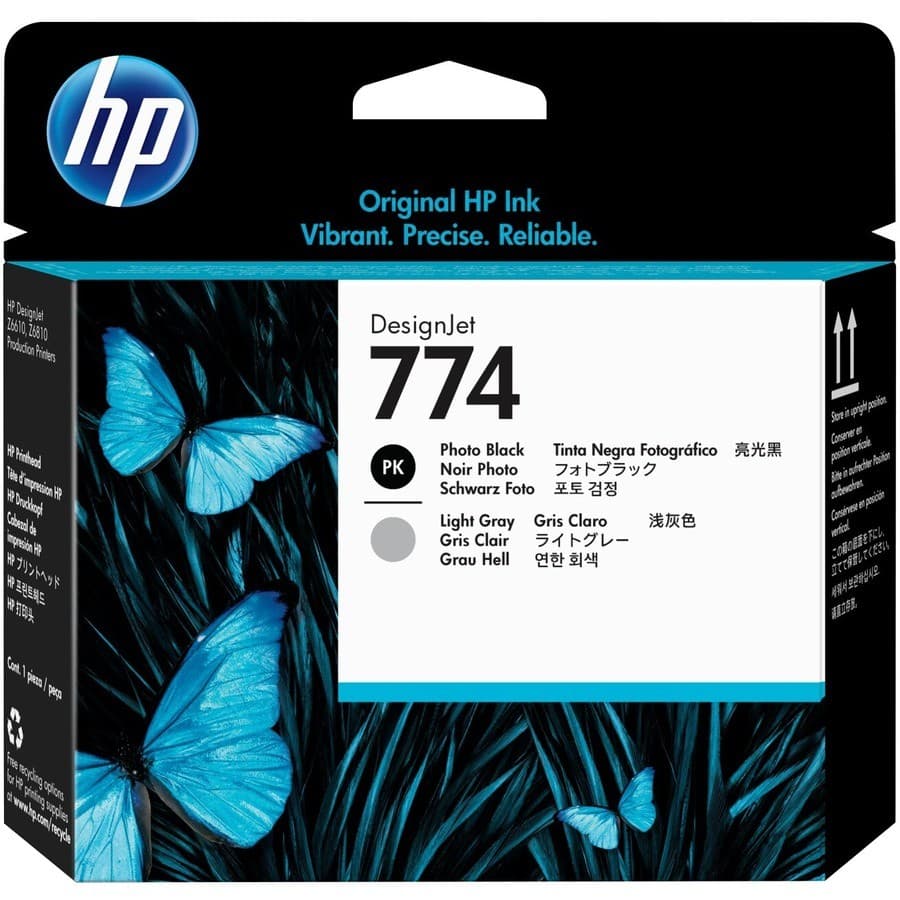 HP 774 Original Inkjet Printhead - Photo Black, Light Grey Pack