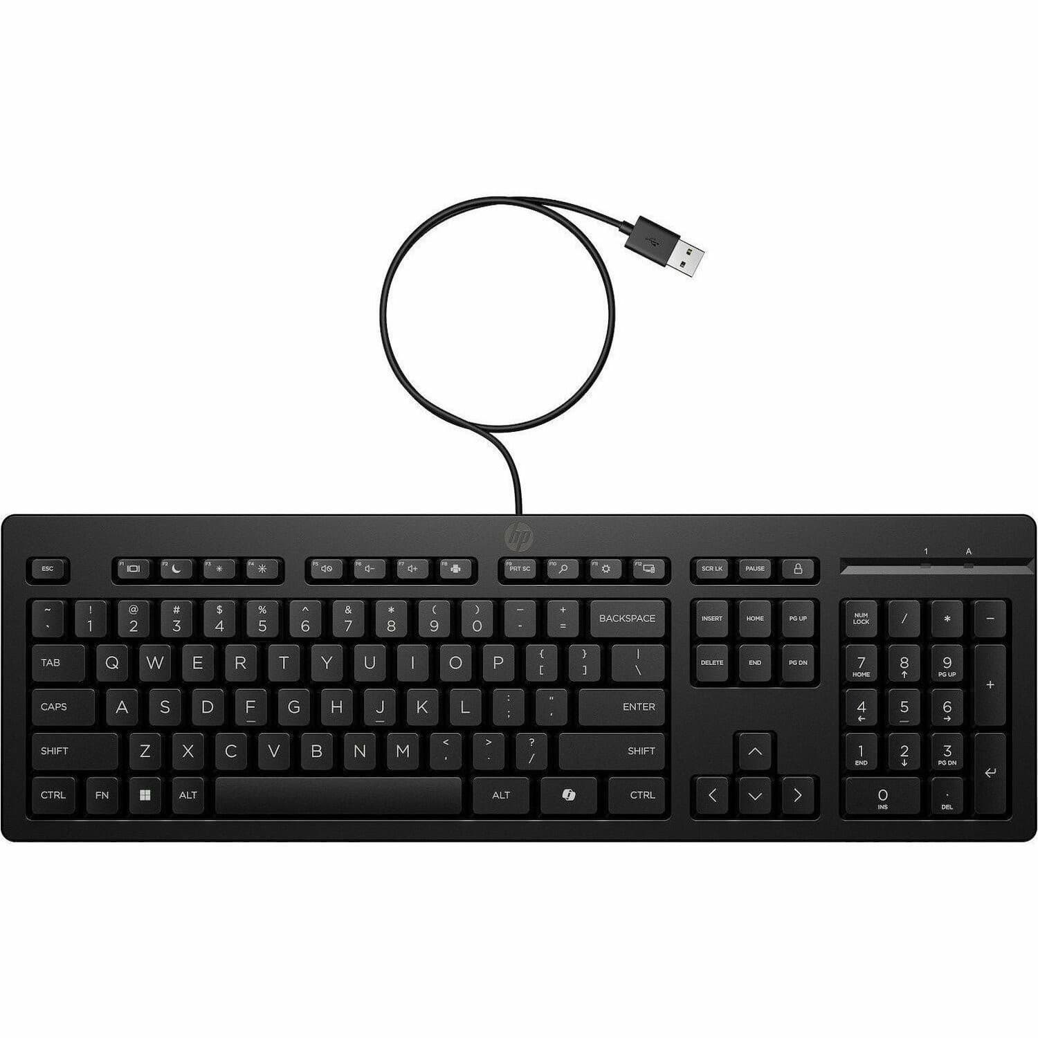 HP 125 Keyboard - Cable Connectivity - USB Type A Interface - Black