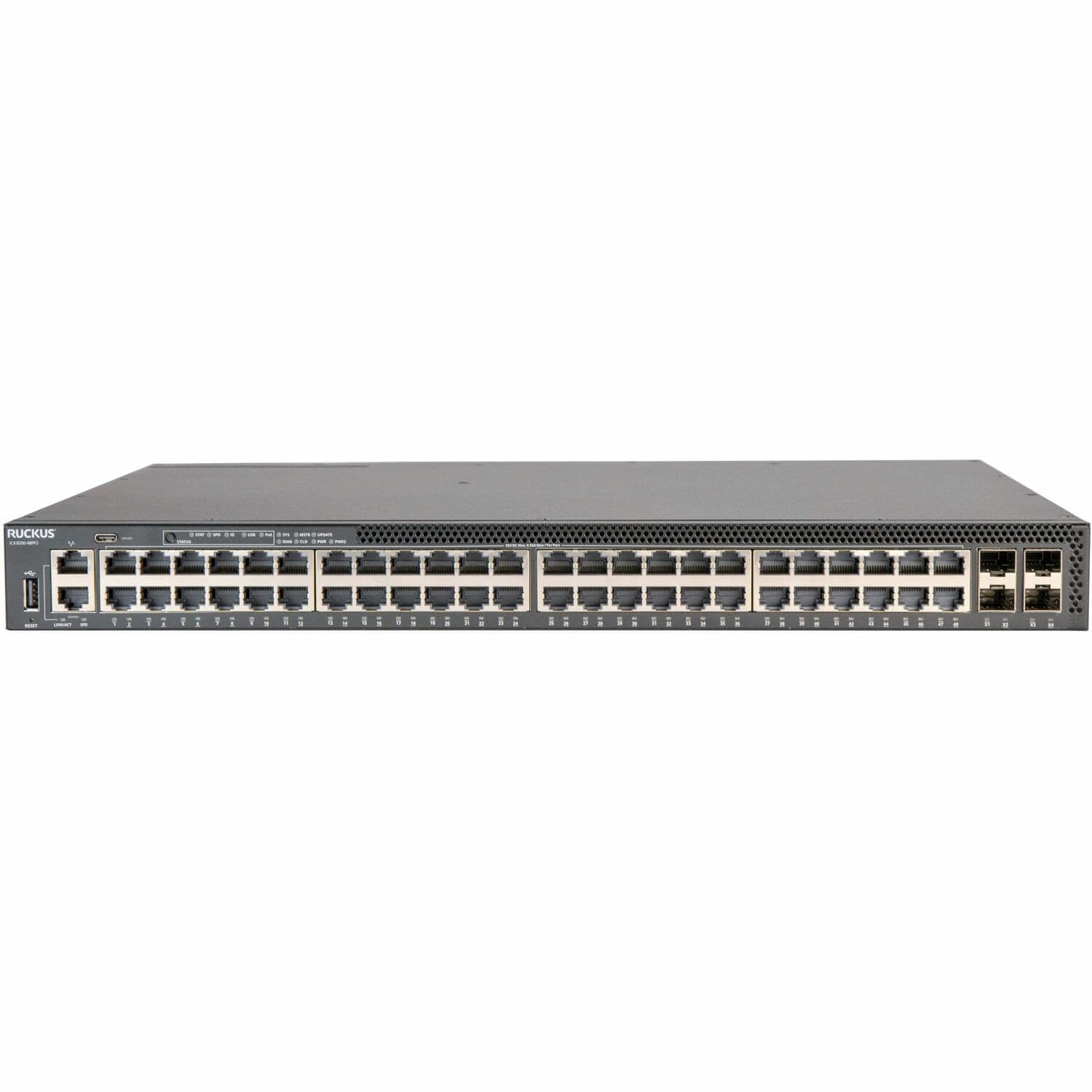 RUCKUS ICX 8200 ICX 8200PF2 48 Ports Manageable Ethernet Switch - Gigabit Ethernet, 10 Gigabit Ethernet, 25 Gigabit Ethernet - 10/100/1000Base-T, 1000Base-X, 10GBase-X, 25GBase-X - TAA Compliant