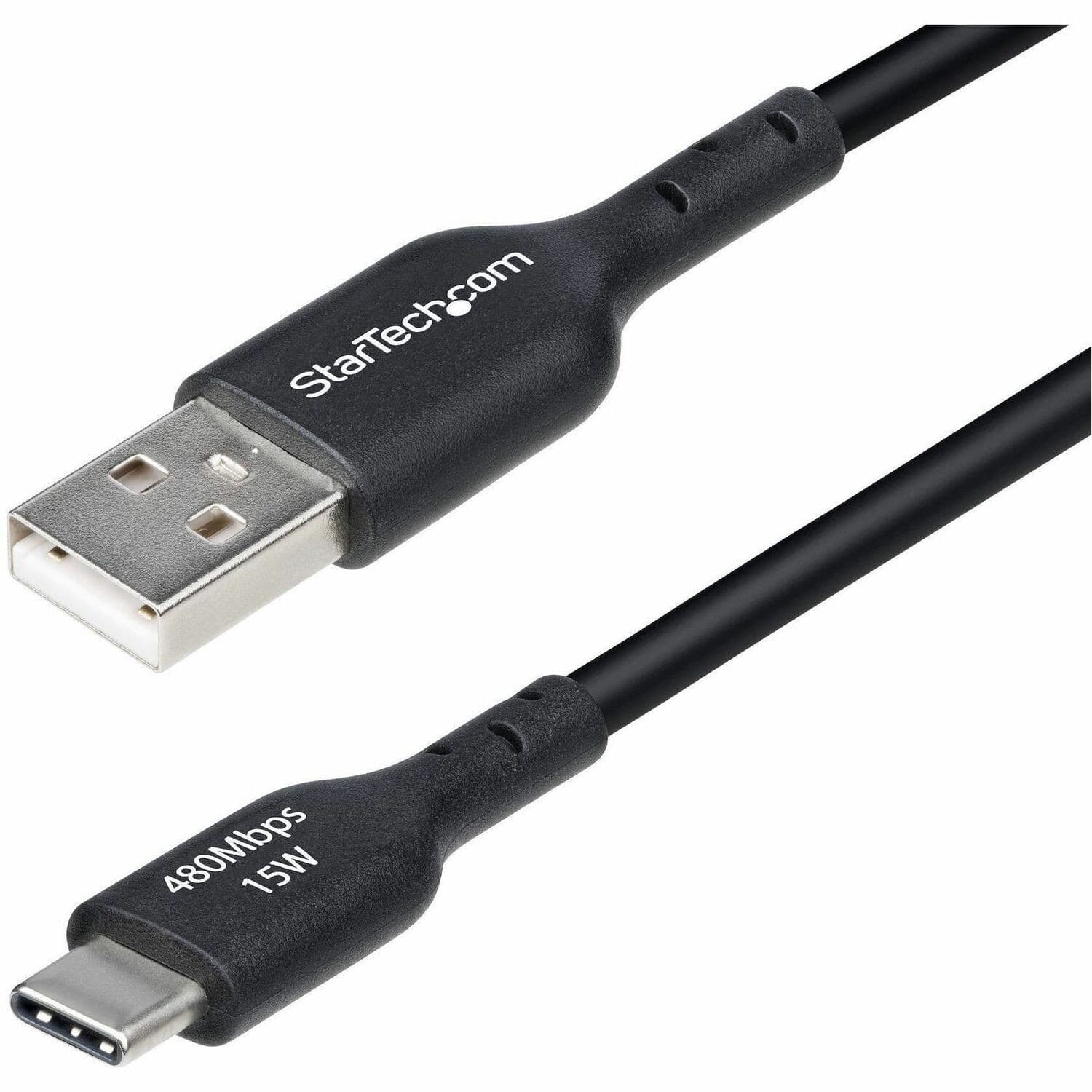 StarTech.com 30cm (1ft) USB-A to USB-C Charging Cable, Charge & Sync, 3A, USB 2.0, TPE Jacket - Black USB Charging Cord