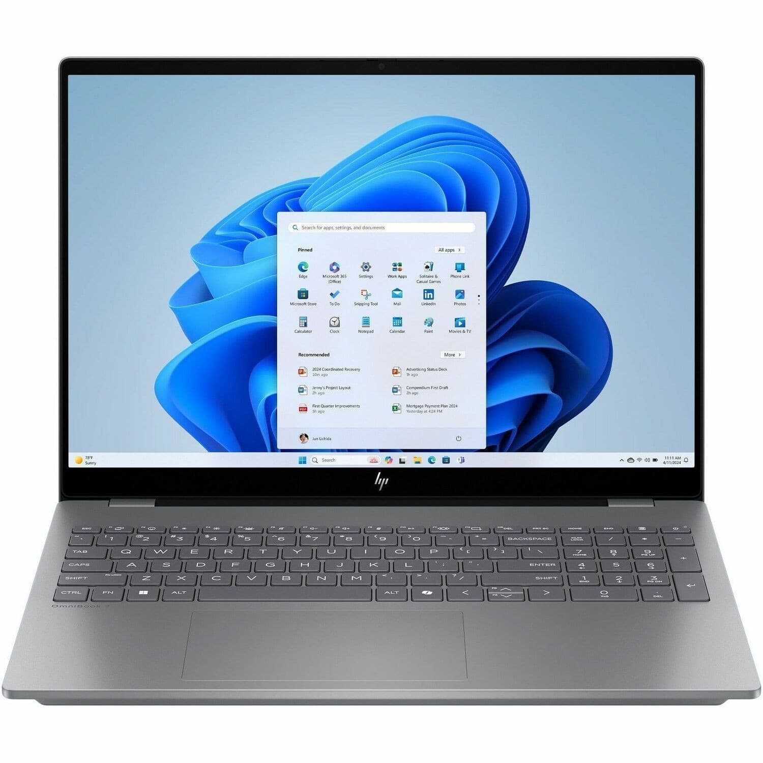 HP OmniBook 7 16-ay0000 16-ay0003TX 16" Touchscreen Notebook - 2K - 120 Hz - Intel Core Ultra 7 255H - 32 GB - 1 TB SSD - Meteor Silver Aluminum