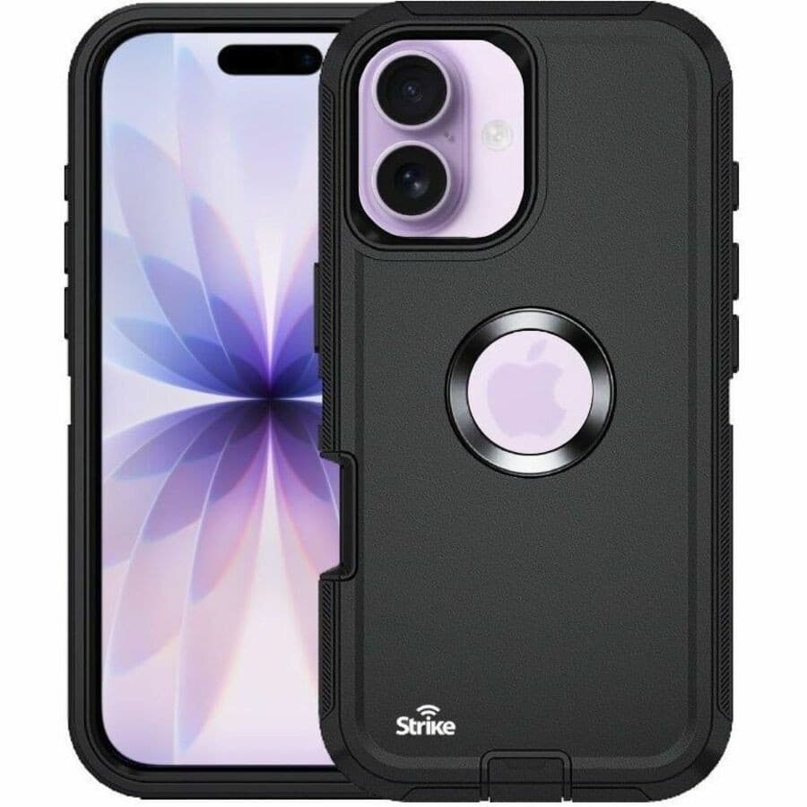 Strike Rugged Case for Apple iPhone 17 Smartphone - Rubberised Textured Design - Black