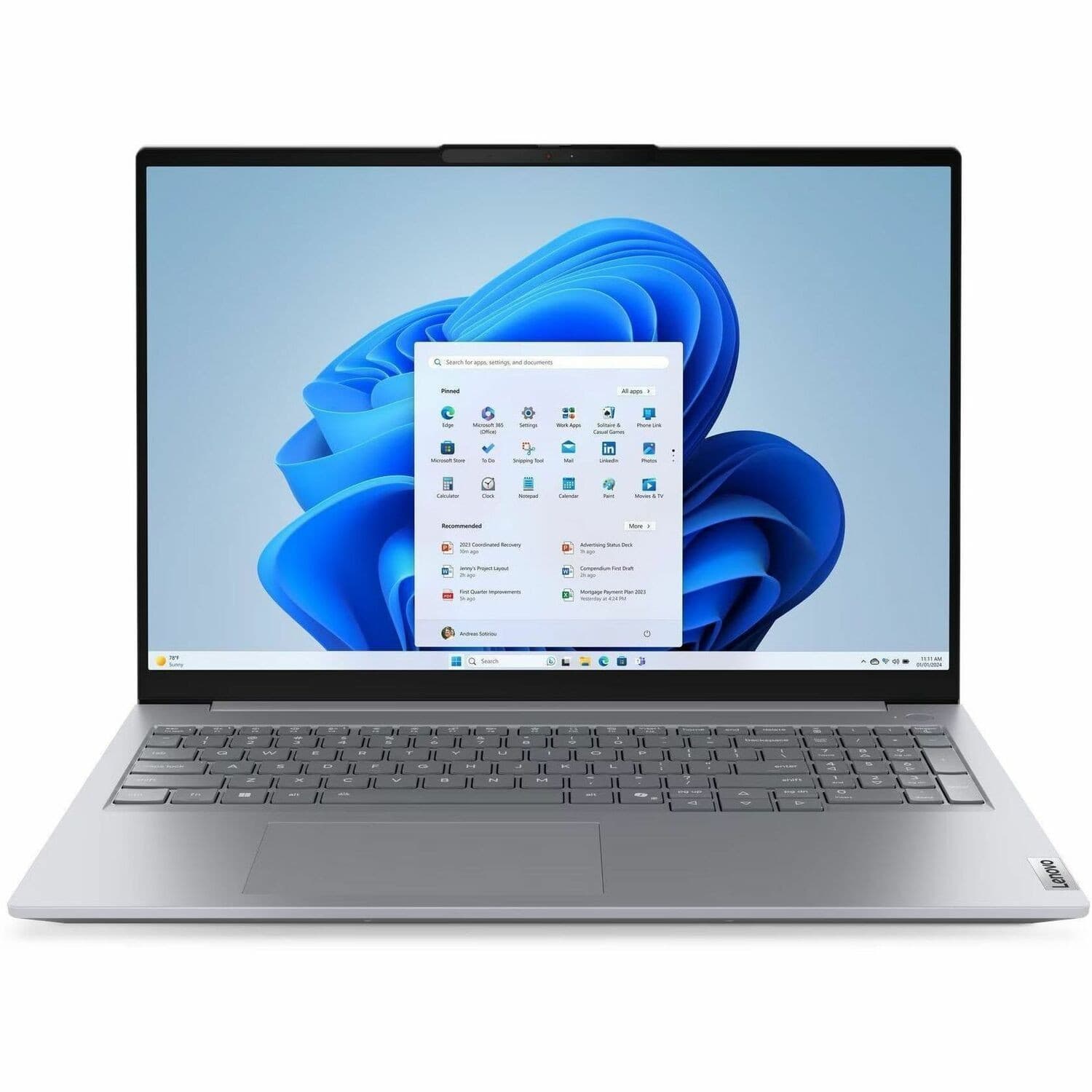 Lenovo ThinkBook 16 G9 IRL 21US005BAU 16" Notebook - WUXGA - 60 Hz - Intel Core 7 240H - 32 GB - 512 GB SSD - English Keyboard - Arctic Gray