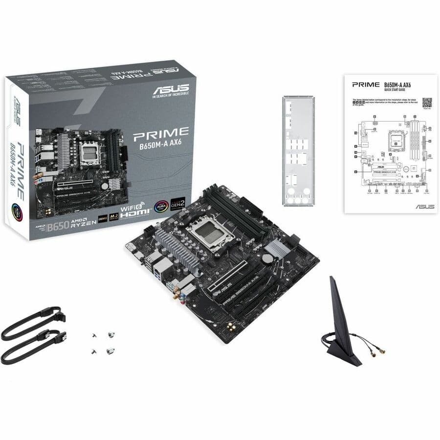 Asus Prime B650M-A AX6 Desktop Motherboard - AMD B650 Chipset - Socket AM5 - Micro ATX