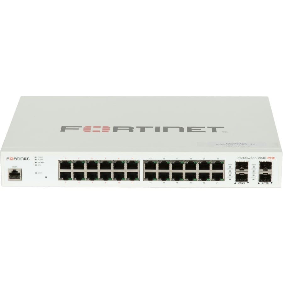 Fortinet FortiSwitch 200 FS-224E-PoE 24 Ports Manageable Ethernet Switch - Gigabit Ethernet - 1000Base-X, 10/100/1000Base-T