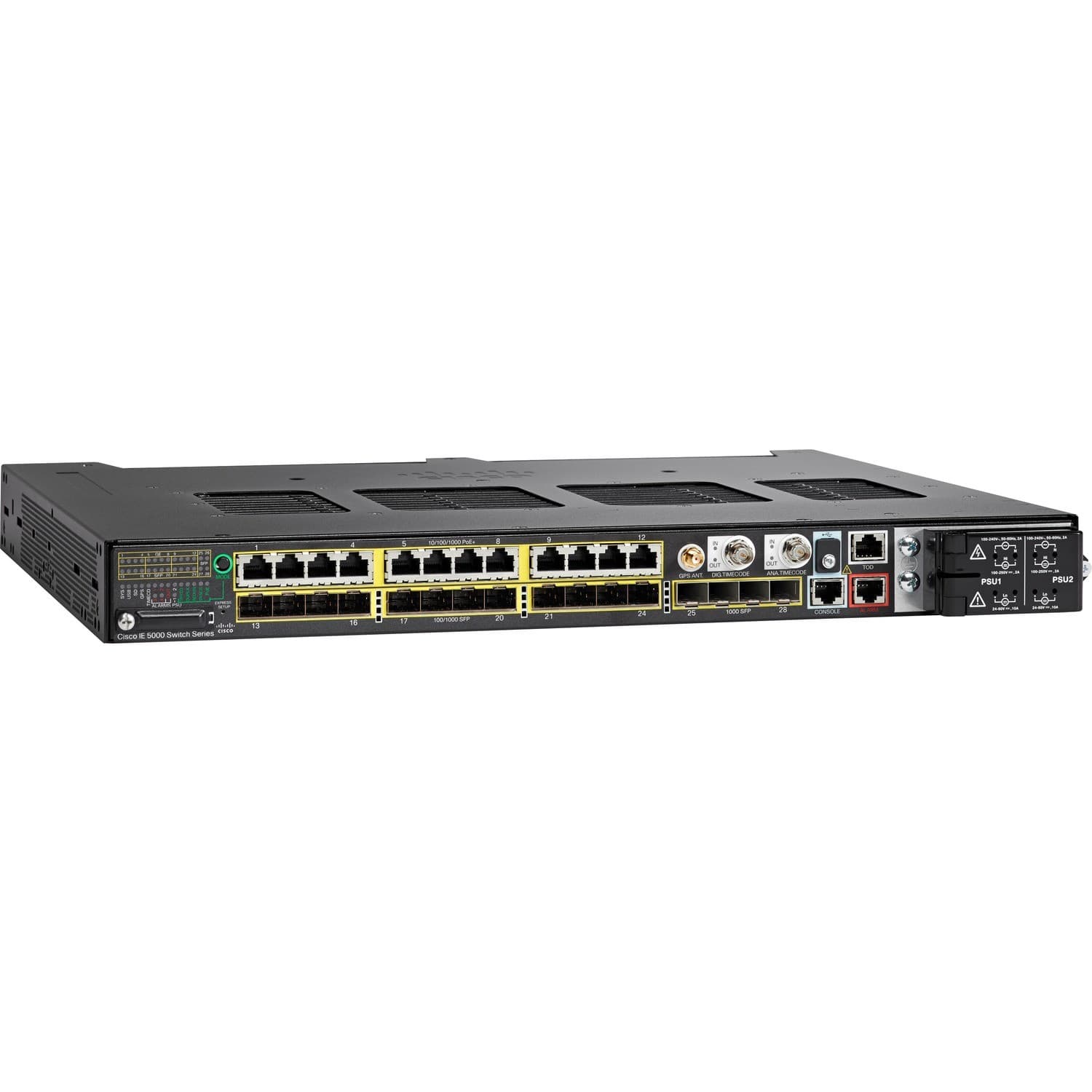 Cisco 5000 IE-5000-16S12P 12 Ports Ethernet Switch - Gigabit Ethernet - 10/100/1000Base-TX, 1000Base-X - Refurbished