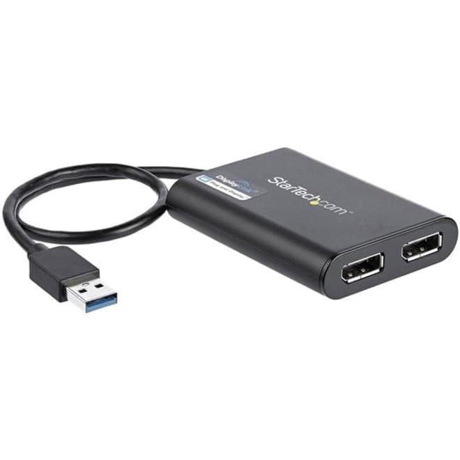 StarTech.com USB to Dual DisplayPort Adapter - 4K 60Hz - USB 3.0 5Gbps - USB Dual Monitor Adapter - Dual DisplayPort Adapter - DisplayLink Certified