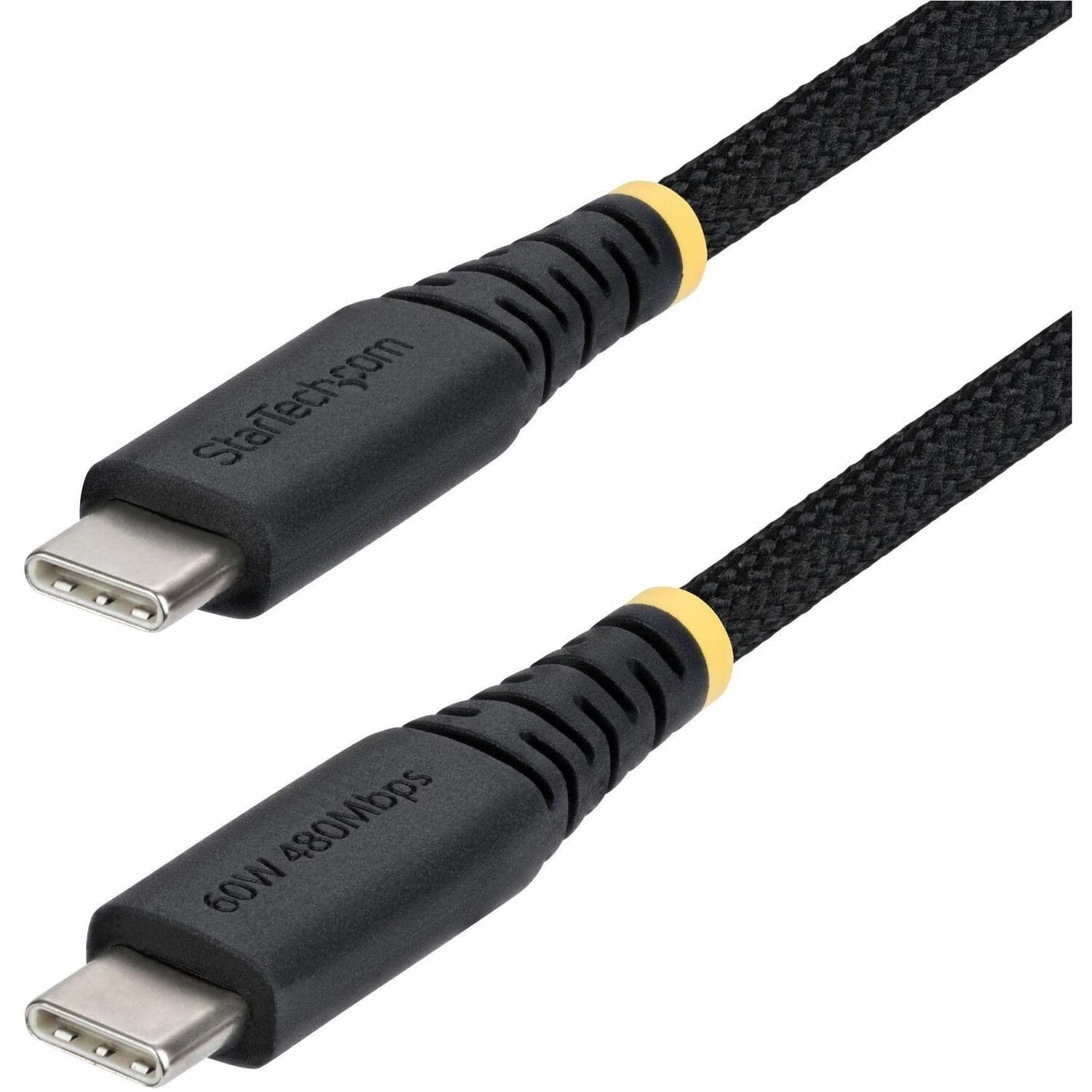StarTech.com 1m (3.3ft) USB-C Charging Cable, 60W (3A) PD, Dual-Layer Braided Nylon/TPE Jacket, Rugged USB 2.0 Laptop Charger Cord