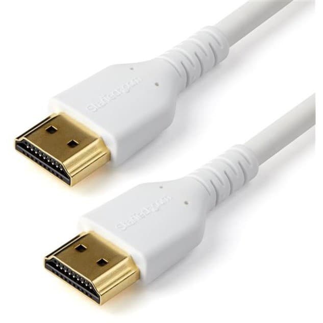 StarTech.com 6.6ft (2m) Slim HDMI 2.0 Cable, Flexible Premium HDMI Cord with Ethernet, 4K 60Hz HDR10, Aramid Fiber with TPE Jacket, White