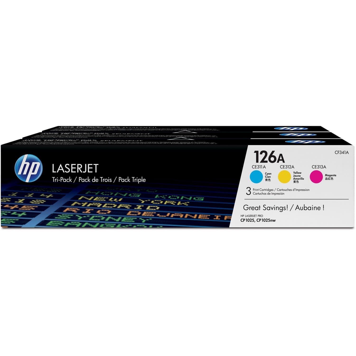 HP 126A (CF341A) Original Laser Toner Cartridge - Tri-pack - Assorted - 3 / Carton