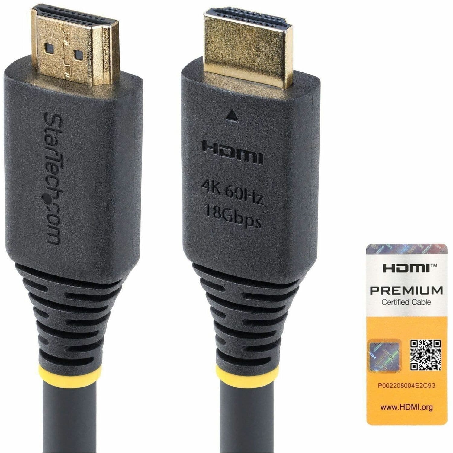 StarTech.com 5m (16.4ft) Premium Certified High Speed HDMI Cable, 4K 60Hz/1440p 144Hz, 18Gbps, UHD HDMI 2.0 Cord, TPE Jacket
