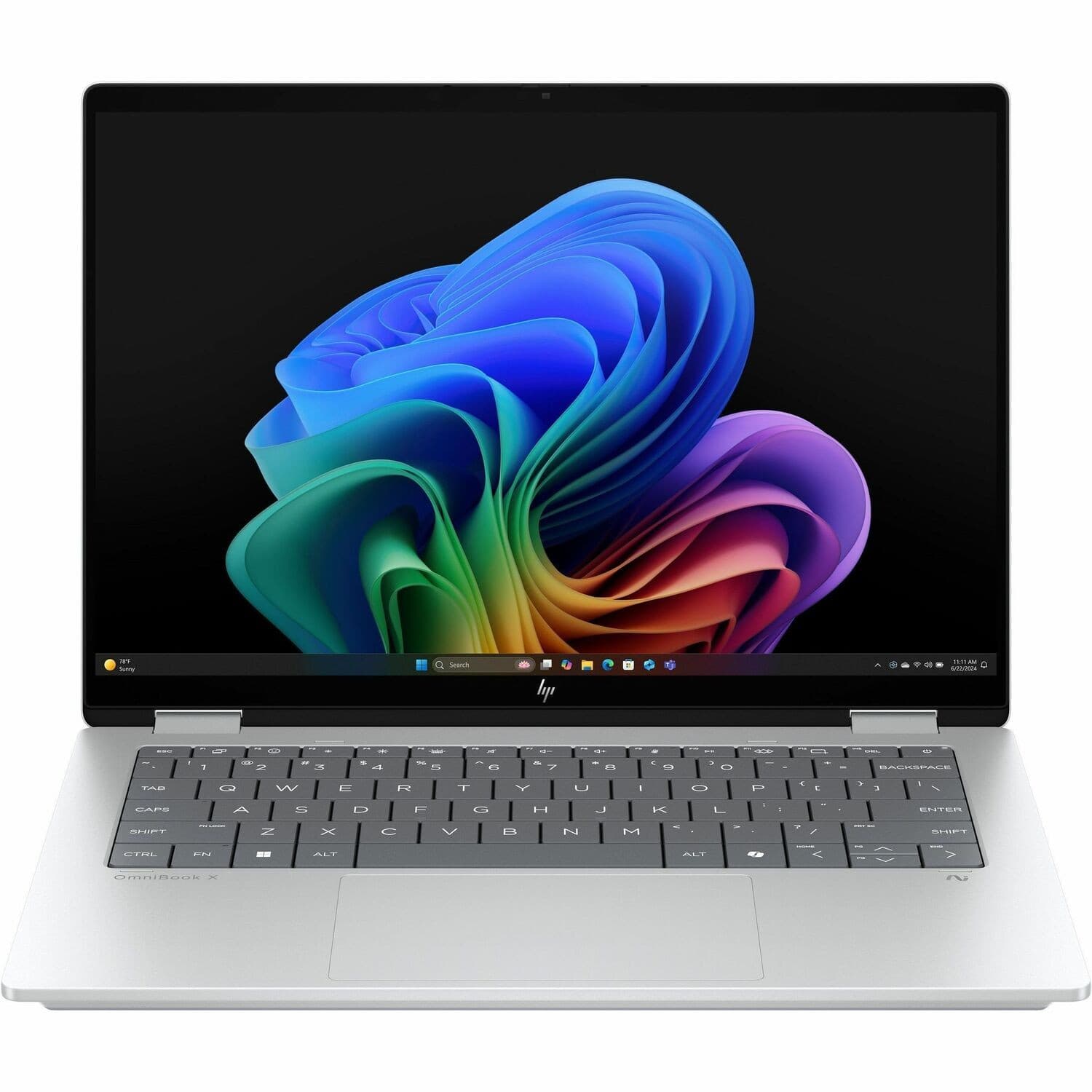 HP OmniBook X Flip 14-fk0000 14-fk0071AU 14" Touchscreen Convertible Copilot+ PC 2 in 1 Notebook - 2K - AMD Ryzen AI 7 350 - 32 GB - 512 GB SSD - Glacier Silver Aluminum
